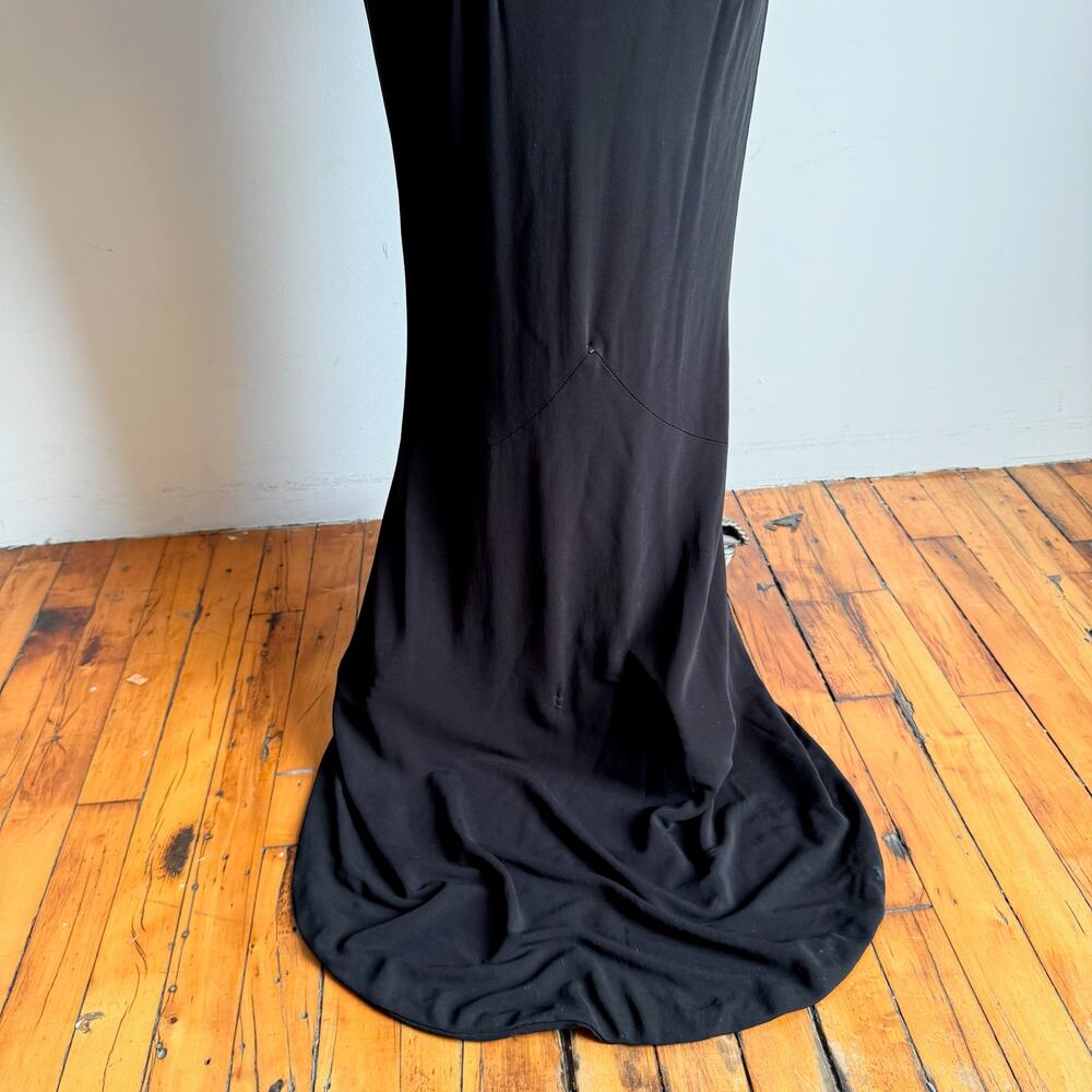 Black Asymmetric Mesh & Lace Evening Gown - Picture 7 of 16